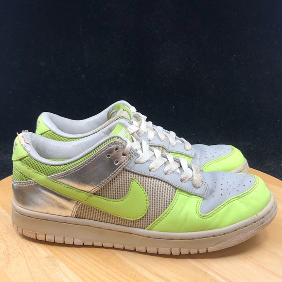 Nike Dunk Low Wmns Grey Citron Silver Green Metallic 318638 031 Flowers Size 7.5 - Picture 5 of 11